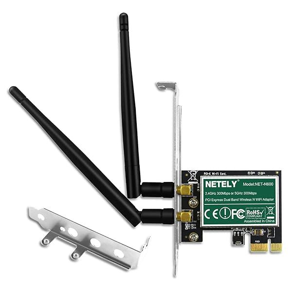 NETELY Wireless N Dual Band 600Mbps PCIe WiFi Adapter for Desktop - Fast 2.4GHz & 5GHz Connectivity