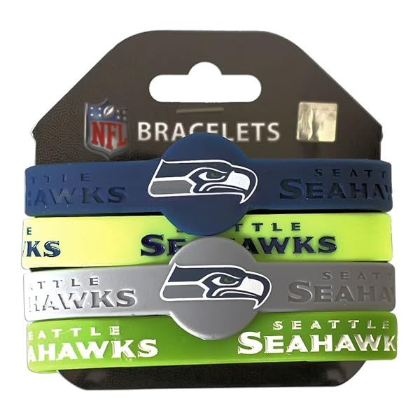 Buy NFL Seattle Seahawks Silicone Bracelets - 4-Pack for Ultimate Fan Gear!