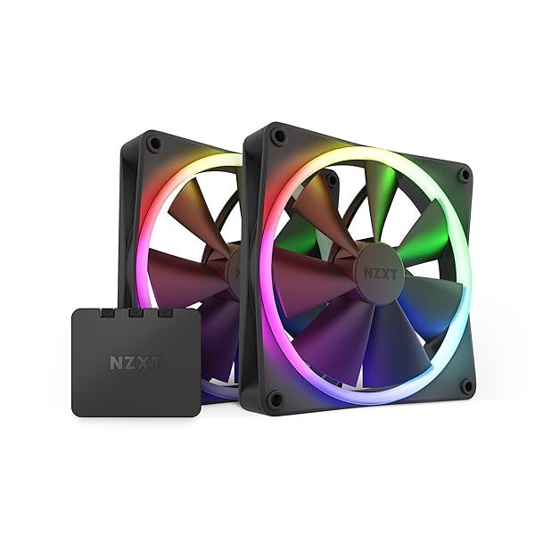 NZXT F140 RGB Fans - RF-R14DF-B1 - Advanced RGB Lighting Customization - Whisper Quiet Cooling - Twin (RGB Fan &amp; Controller Included) - 140mm Fan - Black