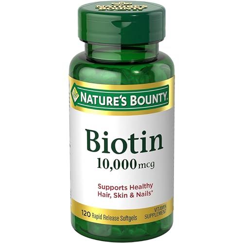 Nature's Bounty Biotin 10000 mcg Ultra Strength - 4 Pack of 120 Softgels for Healthy Hair, Skin & Nails