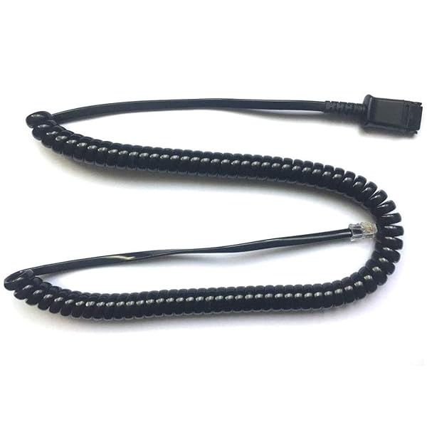 RJ9 to QD Adapter Cable for Plantronics M12 & Cisco 7940-7975 Headsets - Quick Disconnect Coil Cord