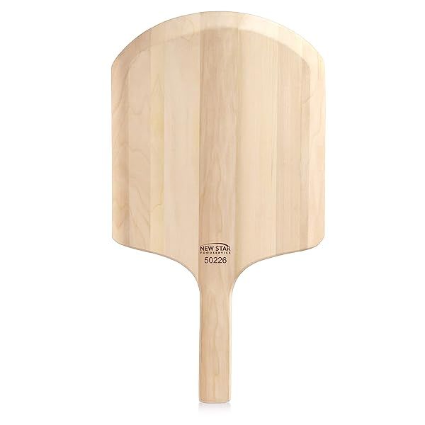 "New Star Foodservice 50226 Wooden Pizza Peel - 14" x 12" Restaurant-Grade with 8" Handle, Perfect for Home & Professional Use"