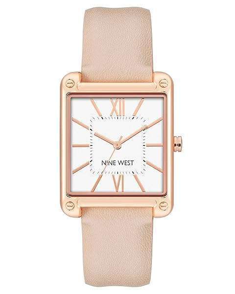 Nine West Women's Quartz Dress Watch NW/2116RGBH - Blush Pink/Rose Gold with Faux Leather Strap