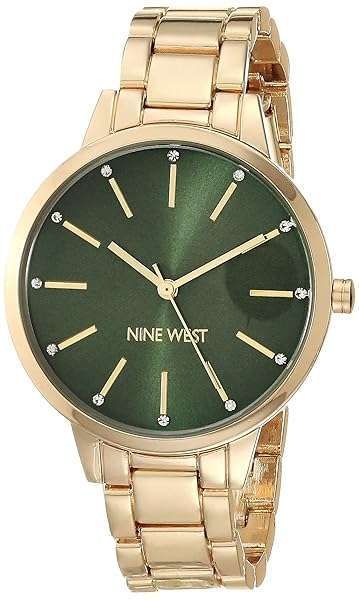 Shop Nine West Women's Gold Quartz Dress Watch NW/2098GNGB - Stylish Metal Strap & Elegant Design