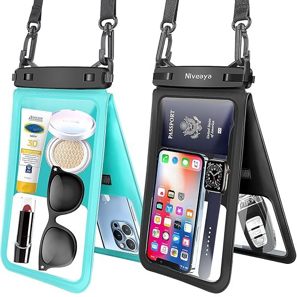 Waterproof Phone Pouch 2 Pack for iPhone 16/15/14/13/12 Pro Max - Perfect for Beach, Pool, Kayak & Travel Essentials