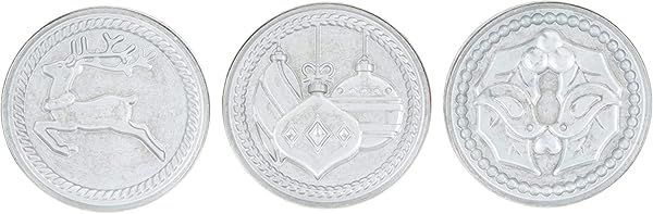 Nordic Ware Yuletide Cookie Stamps - 3-Inch Silver & Grey Cast Designs for Festive Baking