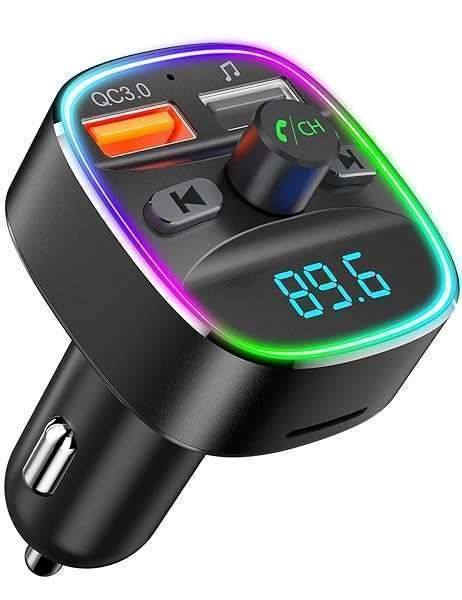 Buy Nulaxy NX10 Bluetooth FM Transmitter: Dual USB Car Charger, Hands-Free Calling & 7-Color LED Light