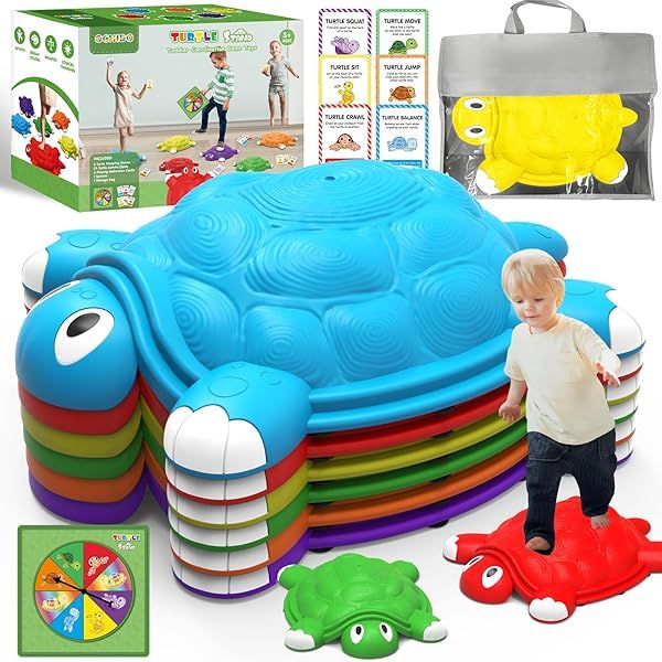 OCHIDO Stepping Stones for Kids 6 Pcs Turtle Balance Toys for Ages 3 to 7 Outdoor Indoor Coordination Skills Obstacle Course Gift