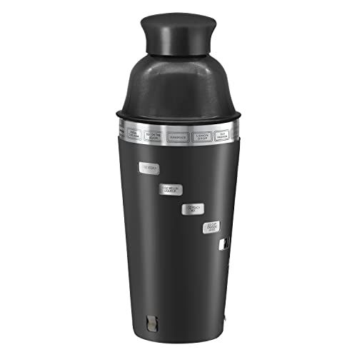 OGGI Dial A Drink Cocktail Shaker Black 34 oz with Built in Strainer and 15 Recipes Ideal for Home Bar Bartender Kit Essential Accessories