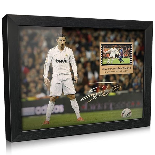 ORIMAMI Signed Ronaldo Poster Framed Picture 8x6 Inches with Mini Film Display Perfect Gift for CR7 Fans