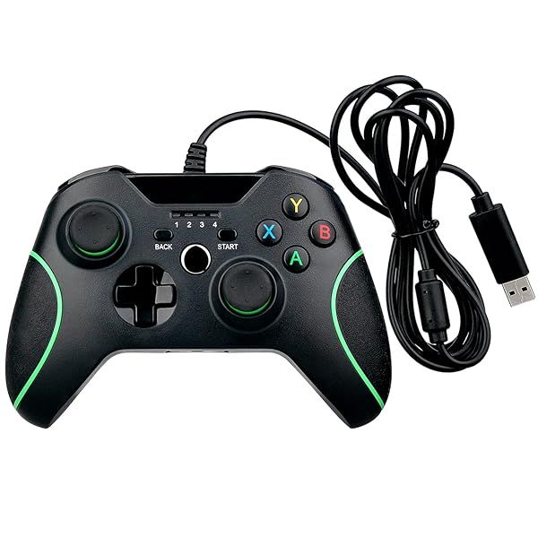 OSTENT Wired USB Gamepad for Xbox One & PC - Black Joystick Controller for Gaming
