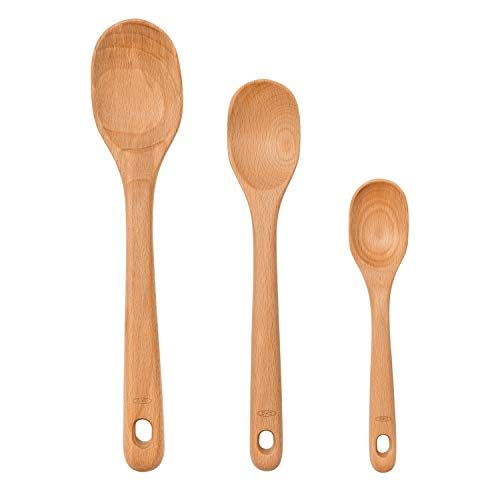 OXO Good Grips 3-Piece Wooden Spoon Set - Durable, Stylish Kitchen Utensils in Brown