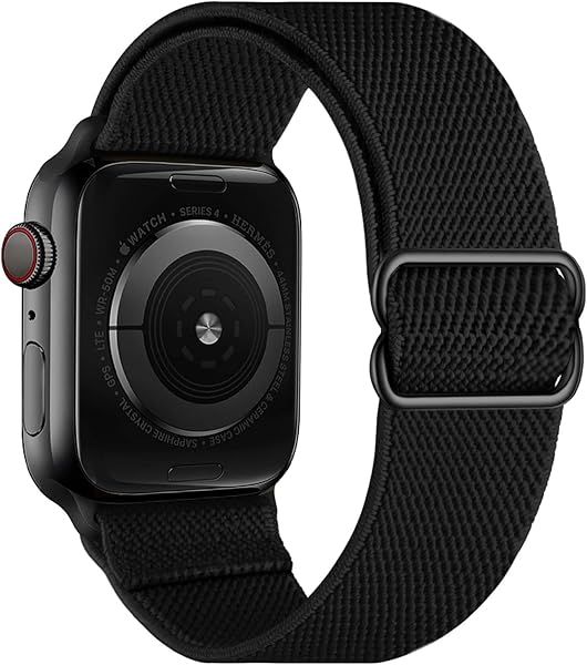OXWALLEN Stretch Solo Loop Band for Apple Watch Series 10 9 8 7 6 5 4 SE Ultra Adjustable Elastic Nylon Sport Strap Matte Black