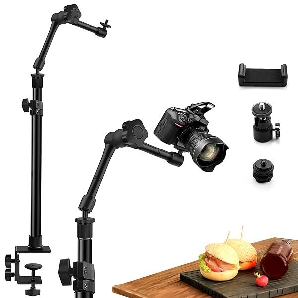 "Obeamiu 11" Magic Arm Camera Desk Mount - Adjustable Clamp for DSLR, Ring Light & Live Streaming"