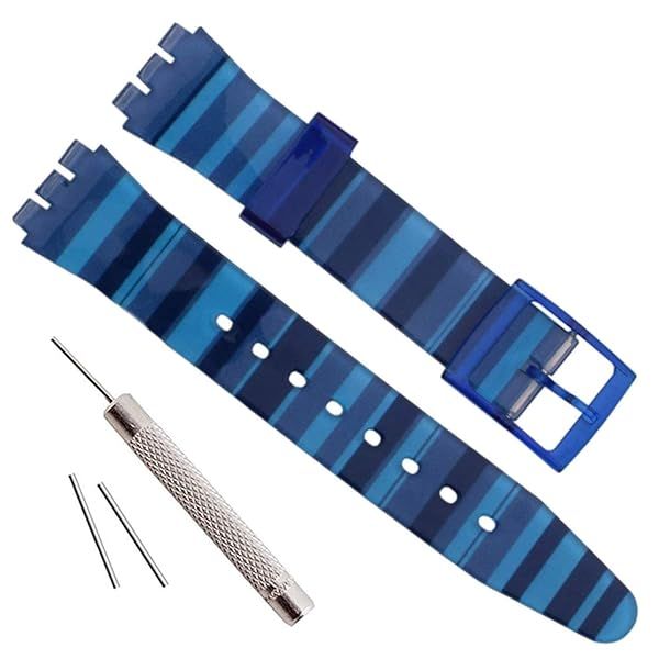 Buy OliBoPo Waterproof Silicone Watch Strap for Swatch - 19mm Gradient Blue Replacement Band
