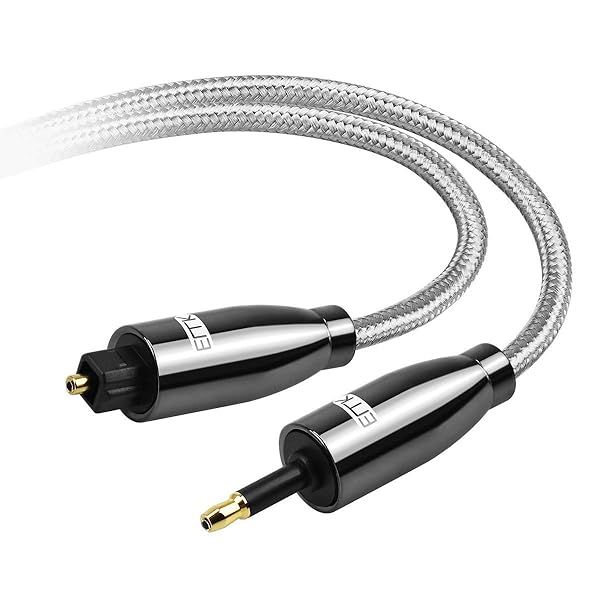 EMK 16.5ft Toslink to Mini Toslink Optical Audio Cable Braided Jacket for Home Theater Sound Bar TV PS4 Xbox PlayStation