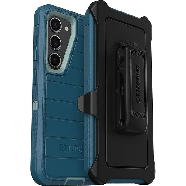 OtterBox Galaxy S23 Defender Series Case Manoeuvre Blue Rugged Durable with Port Protection Holster Clip Kickstand Microbial Defense