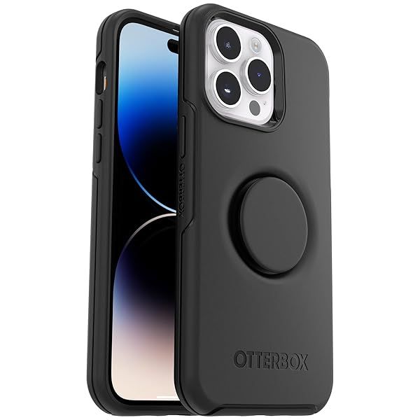 OtterBox Pop Symmetry Slim Case for iPhone 14 PRO with PopSockets PopGrip Black Non-Retail Packaging