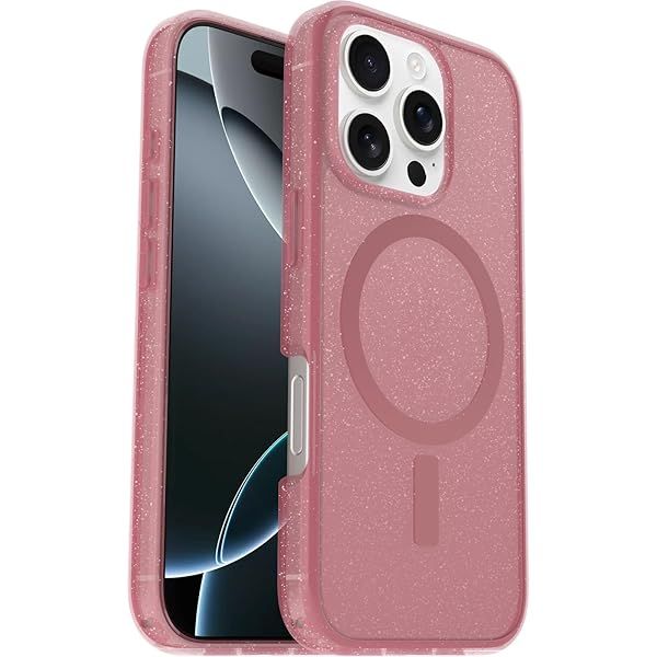 OtterBox Symmetry Series Clear MagSafe Case for iPhone 16 Pro Shockproof Drop Proof Thin Protective Case Clear Pink