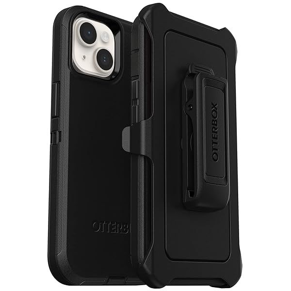 OtterBox iPhone 14 iPhone 13 Defender Series Case Black Rugged Durable with Port Protection Holster Clip Kickstand