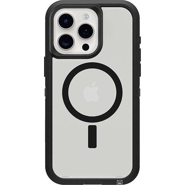 OtterBox iPhone 15 Pro MAX Defender XT Clear Case - Rugged, MagSafe Compatible, Dark Side Design