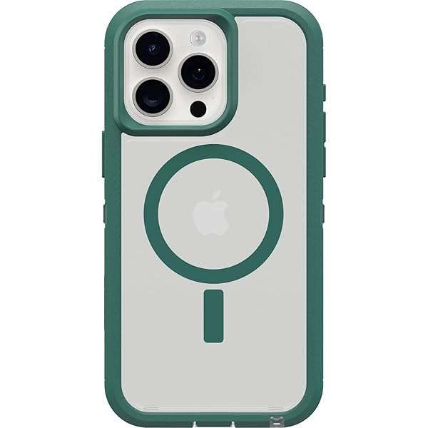 OtterBox iPhone 15 Pro MAX Defender XT Clear Case - Rugged Velvet Evergreen, MagSafe & Lanyard Compatible