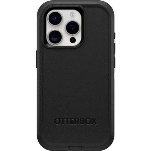 OtterBox iPhone 15 Pro Defender Case - Rugged Black, Screenless, Durable with Holster Clip & Port Protection
