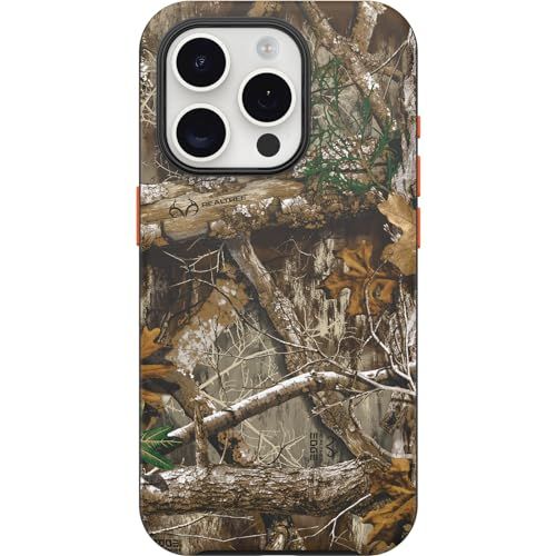 OtterBox iPhone 15 Pro Symmetry Series Case Realtree Edge Orange Camo MagSafe Compatible Ultra Sleek with Raised Edges for Camera and Screen Protection