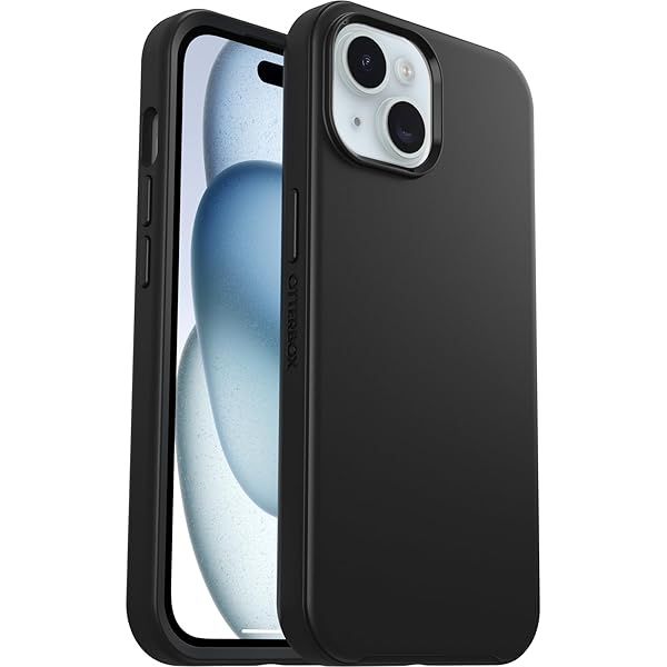 OtterBox Symmetry Series Case for iPhone 15 14 13 Black Ultra Sleek Wireless Charging Compatible with Raised Edges for Camera and Screen Protection