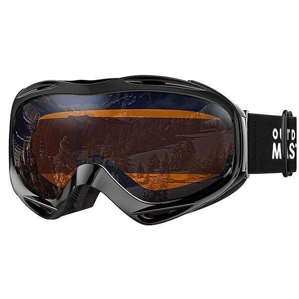 OutdoorMaster OTG Ski Goggles - UV Protection Over Glasses for Men, Women & Youth - Black Frame, Orange Lens, REVO Silver
