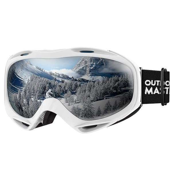 OutdoorMaster OTG Ski Goggles - UV Protection Over Glasses for Men, Women & Youth | Stripe Frame & Grey Lens (VLT 11.7%)