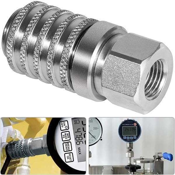 "PD242 Series Steel Hydraulic Test Port & Quick Connect Coupler - 1/8" Body, 1/4" NPTF Thread, 2.12" Length"