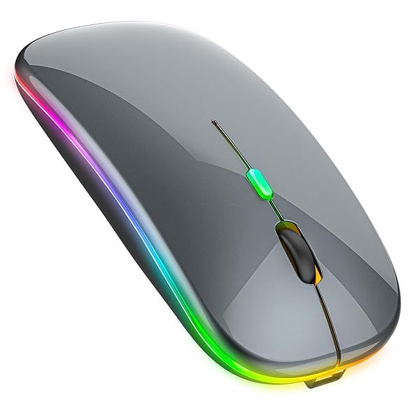 PEIBO Bluetooth Wireless Mouse for Mac, Windows & Chromebook - Sleek Gray/Black Design for Laptops & Desktops