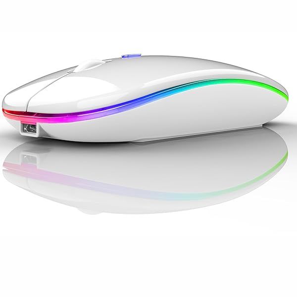 PEIBO Bluetooth Wireless Mouse for Mac, PC & Chromebook - Sleek White Design for Laptops & Desktops