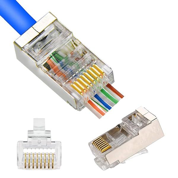 PETECHTOOL RJ45 CAT6 Pass-Through Connectors - 20 Pack 8P8C Modular Plugs for Ethernet Cables