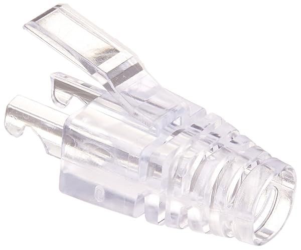 100 Pcs PETECHTOOL RJ45 CAT6 Pass Through Strain Relief Boots for Ethernet Cables - Clear Connector Covers
