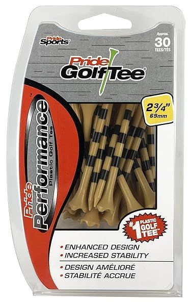 "PRIDE GOLF TEE 30 Count Natural Golf Spikes - 2.75" Tees for Optimal Performance"