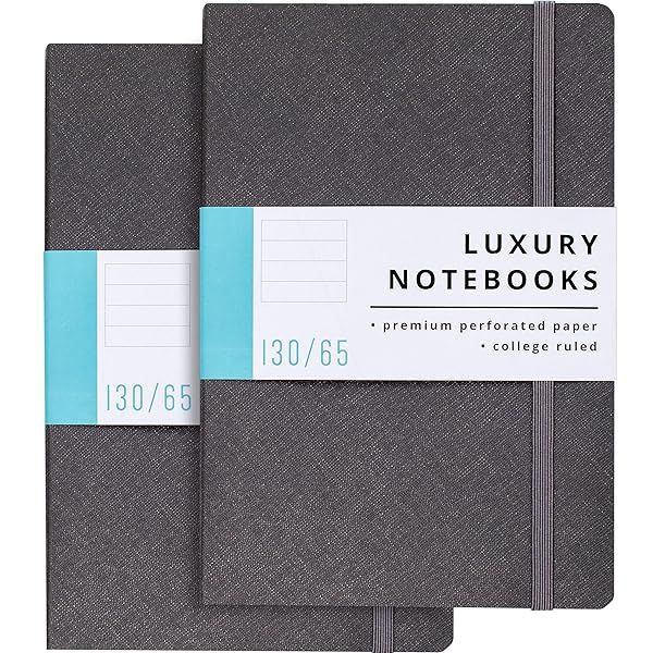Papercode Lined Journal Notebooks (2 Pack) - Luxury Soft Cover Executive Journals for Work, Travel & College - 130 Pages Gray