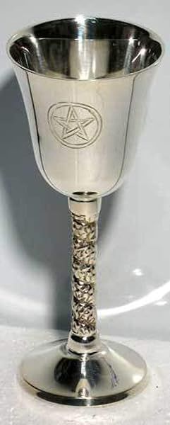 "Pentagram Chalice 5" High - Silver Plated Solid Brass | New Age Imports, Inc."