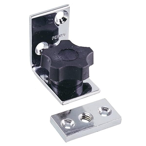 Perko 0719DP0CHR Chrome-Plated Removable Angled Fastener with Black Knob - Durable & Stylish Marine Hardware
