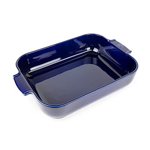 Peugeot Appolia Rectangular Oven Dish - Blue Ceramic Baker with Handles, 13x11x3 Inches