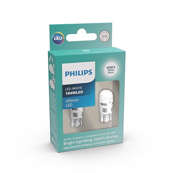 Philips 194WLED Ultinon LED Bulb (White) - 2 Count Pack for Bright, Energy-Efficient Lighting