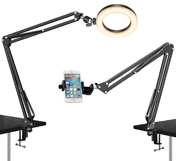 Phone Ring Light Stand Overhead Video Mount Holder for iPhone and Samsung for Sketch Craft Calligraphy Drawing Online Course Video Recording