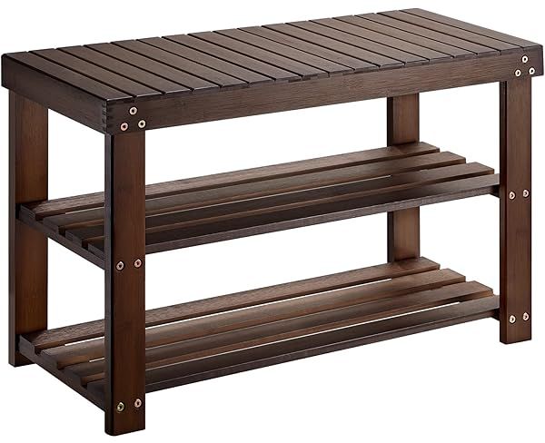 Sturdy 3-Tier Bamboo Shoe Rack Bench - 300lbs Capacity for Entryway, Bedroom & Living Room Storage