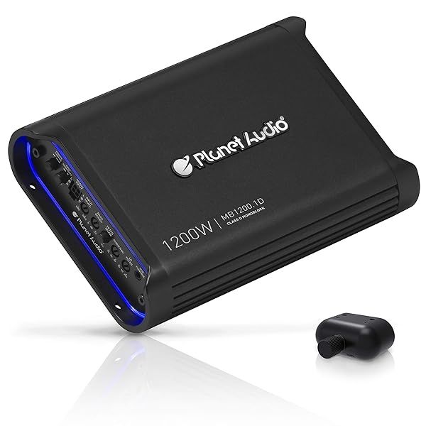 Planet Audio MB1200.1D Mini Bang Series: 1200W Class D Car Amplifier with Crossover & Subwoofer Bass Boost