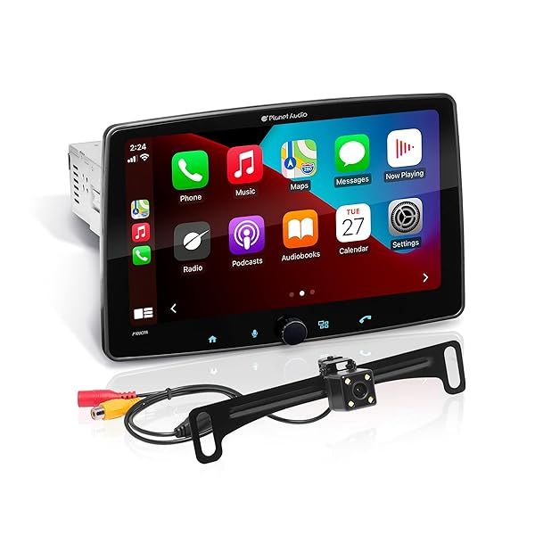 "Planet Audio P100CPAC Car Stereo: 10.1" Touchscreen, Apple CarPlay, Android Auto, Bluetooth, No CD/DVD, Backup Camera"