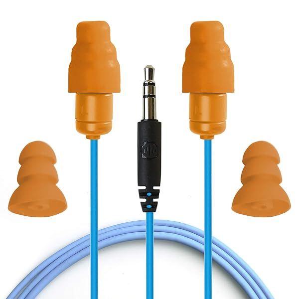 Plugfones Guardian Hybrid Earbuds: Noise-Reducing In-Ear Earplugs (Blue & Orange) for Ultimate Comfort