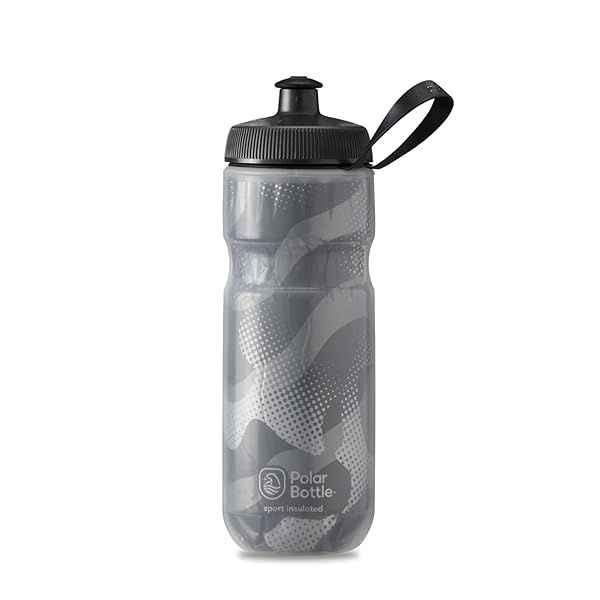 Polar Bottle Sport Insulated Water Bottle - BPA-Free 20 oz Squeeze Bottle for Cycling & Sports - Charcoal & Silver