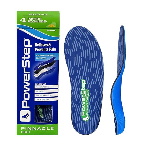 Powerstep Pinnacle High Insole for Men and Women Comfortable Supportive Footwear Solution in Blue and Dark Green