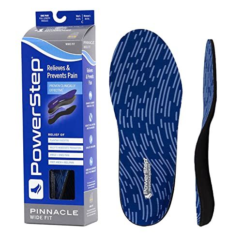Powerstep Unisex Adult Wide Fit Insoles Shoe Inserts Blue Gray Men S 3-3.5 Women S 5-5.5 US for Comfort and Support